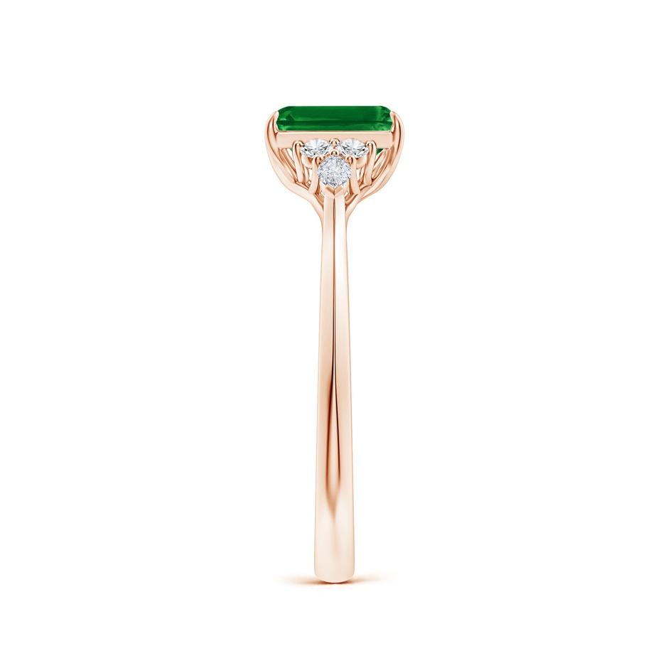 7x5mm AAAA Emerald-Cut Emerald Side Stone Engagement Ring with Diamonds in Rose Gold side 299