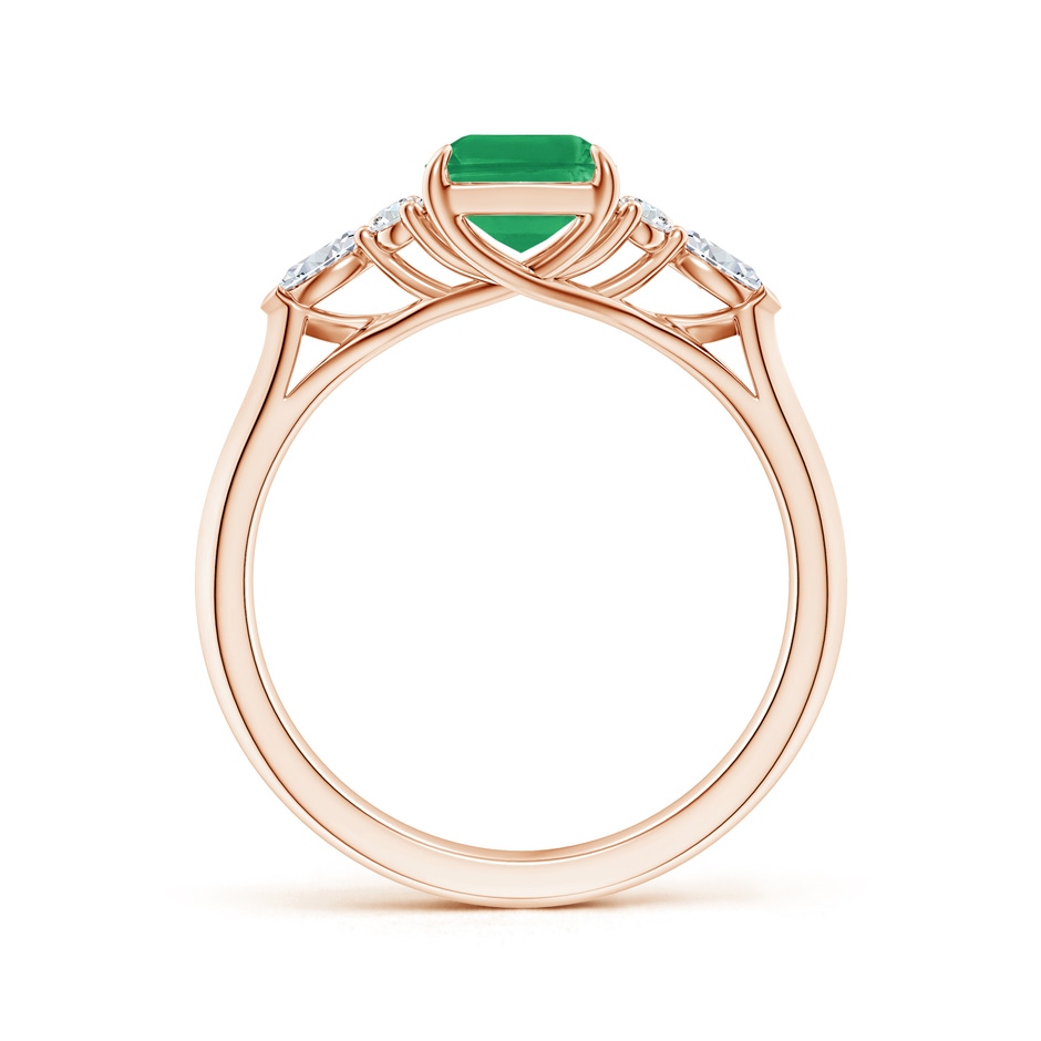 8x6mm A Emerald-Cut Emerald Side Stone Engagement Ring with Diamonds in Rose Gold side 199