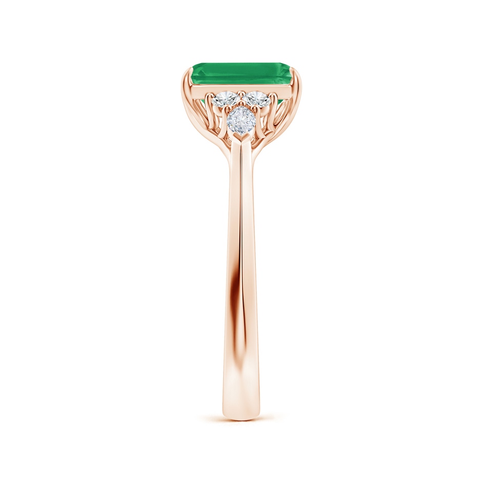 8x6mm A Emerald-Cut Emerald Side Stone Engagement Ring with Diamonds in Rose Gold side 299