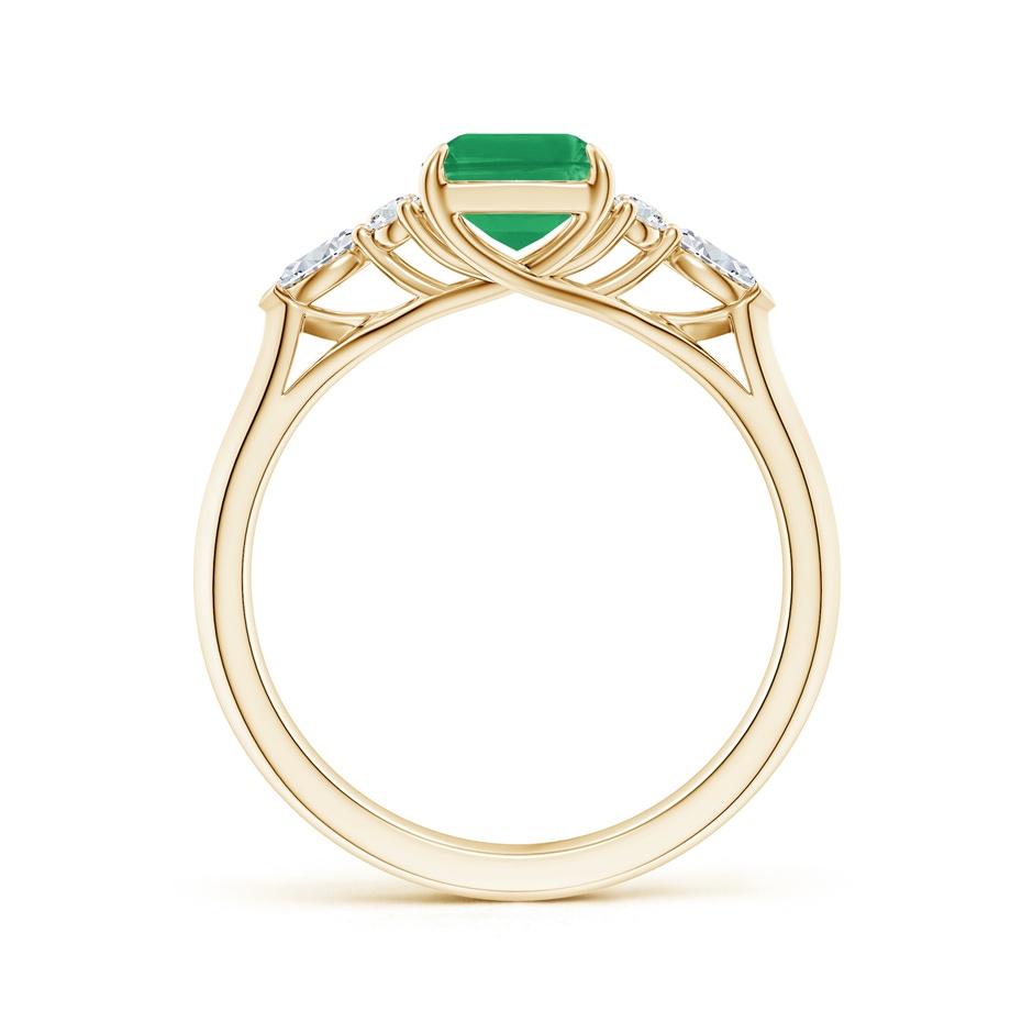 8x6mm A Emerald-Cut Emerald Side Stone Engagement Ring with Diamonds in Yellow Gold side 199