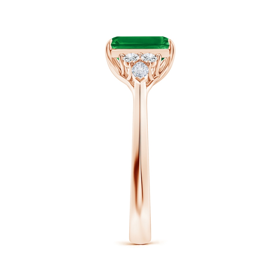 8x6mm AAA Emerald-Cut Emerald Side Stone Engagement Ring with Diamonds in 18K Rose Gold side 299