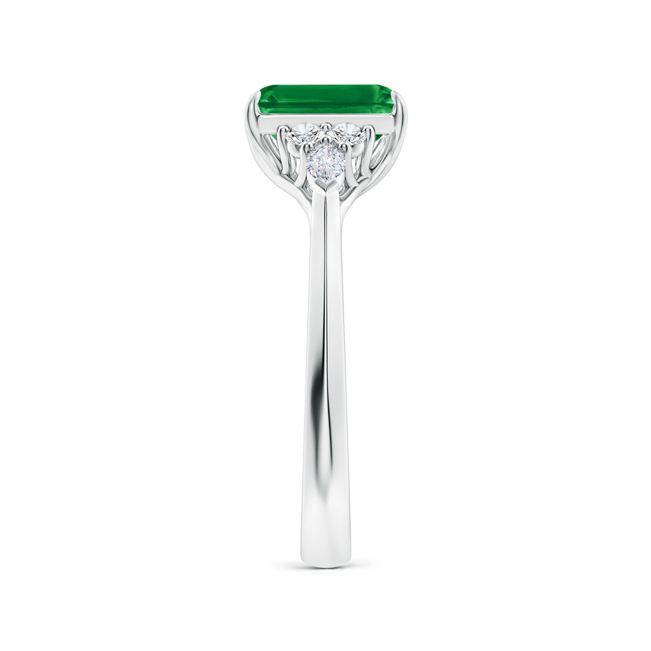 8x6mm AAA Emerald-Cut Emerald Side Stone Engagement Ring with Diamonds in P950 Platinum side 299