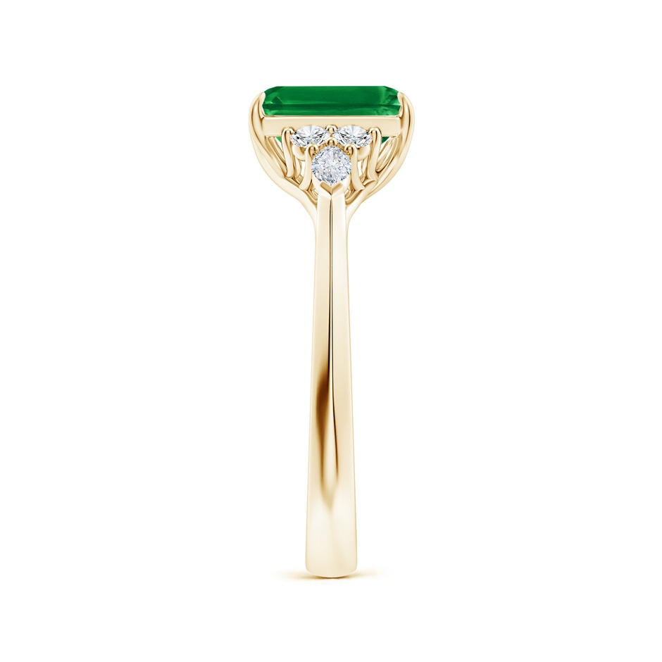 8x6mm AAA Emerald-Cut Emerald Side Stone Engagement Ring with Diamonds in Yellow Gold side 299