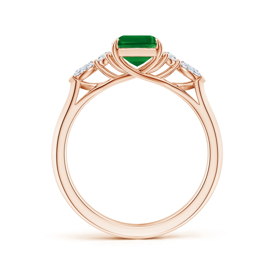 8x6mm AAAA Emerald-Cut Emerald Side Stone Engagement Ring with Diamonds in 18K Rose Gold side 199