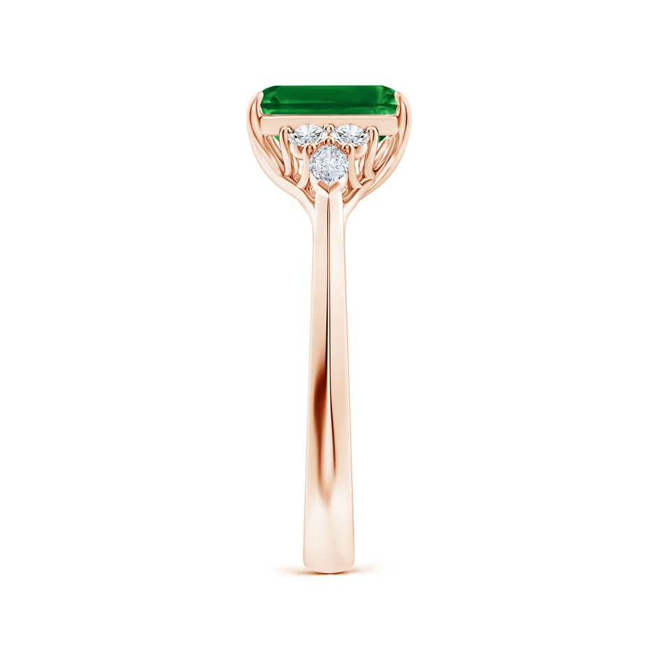 8x6mm AAAA Emerald-Cut Emerald Side Stone Engagement Ring with Diamonds in 18K Rose Gold side 299