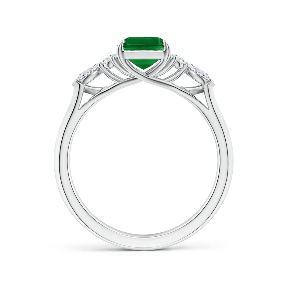 8x6mm AAAA Emerald-Cut Emerald Side Stone Engagement Ring with Diamonds in White Gold side 199