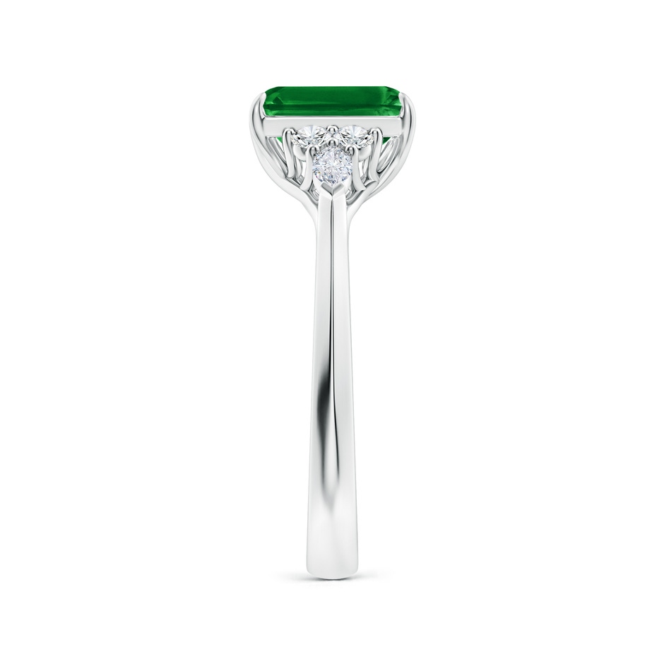 8x6mm AAAA Emerald-Cut Emerald Side Stone Engagement Ring with Diamonds in White Gold side 299
