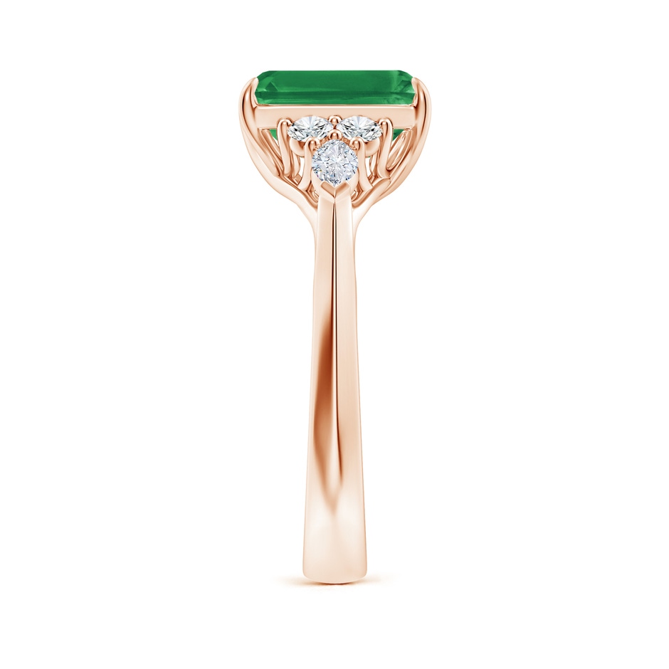 9x7mm AA Emerald-Cut Emerald Side Stone Engagement Ring with Diamonds in 18K Rose Gold side 299