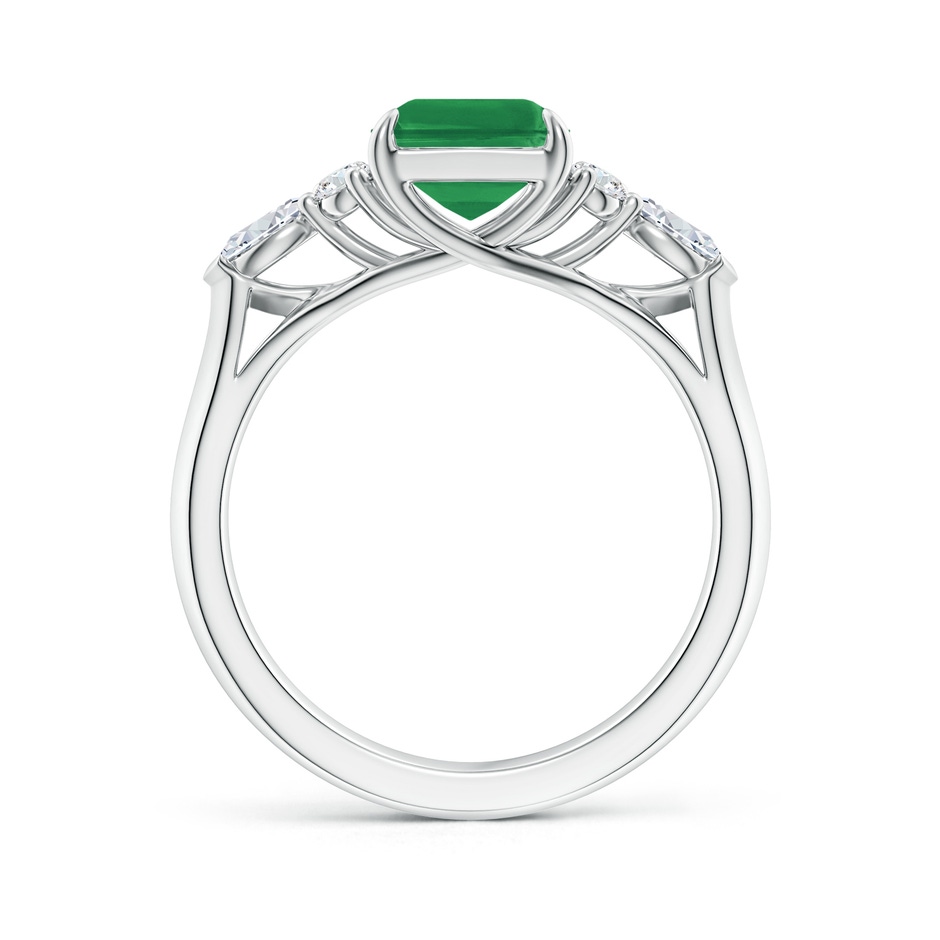9x7mm AA Emerald-Cut Emerald Side Stone Engagement Ring with Diamonds in White Gold side 199