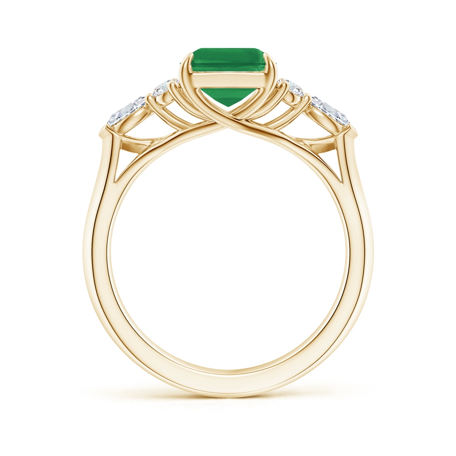 9x7mm AA Emerald-Cut Emerald Side Stone Engagement Ring with Diamonds in Yellow Gold side 199
