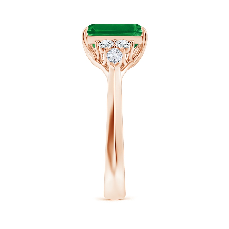 9x7mm AAA Emerald-Cut Emerald Side Stone Engagement Ring with Diamonds in 18K Rose Gold side 299