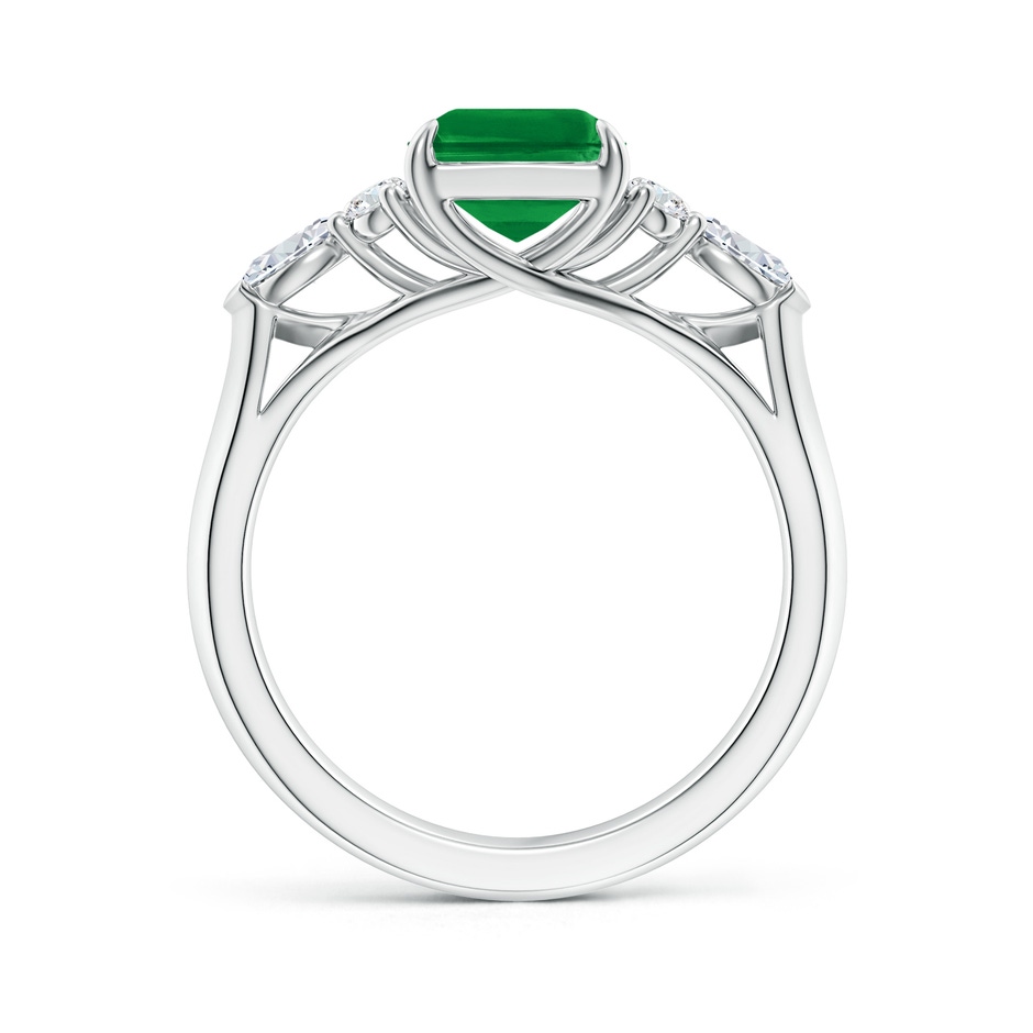 9x7mm AAA Emerald-Cut Emerald Side Stone Engagement Ring with Diamonds in P950 Platinum side 199