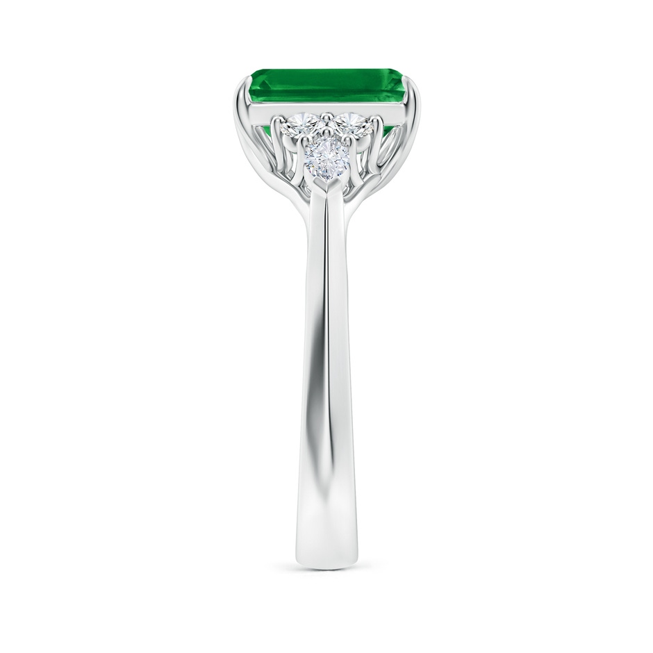 9x7mm AAA Emerald-Cut Emerald Side Stone Engagement Ring with Diamonds in P950 Platinum side 299