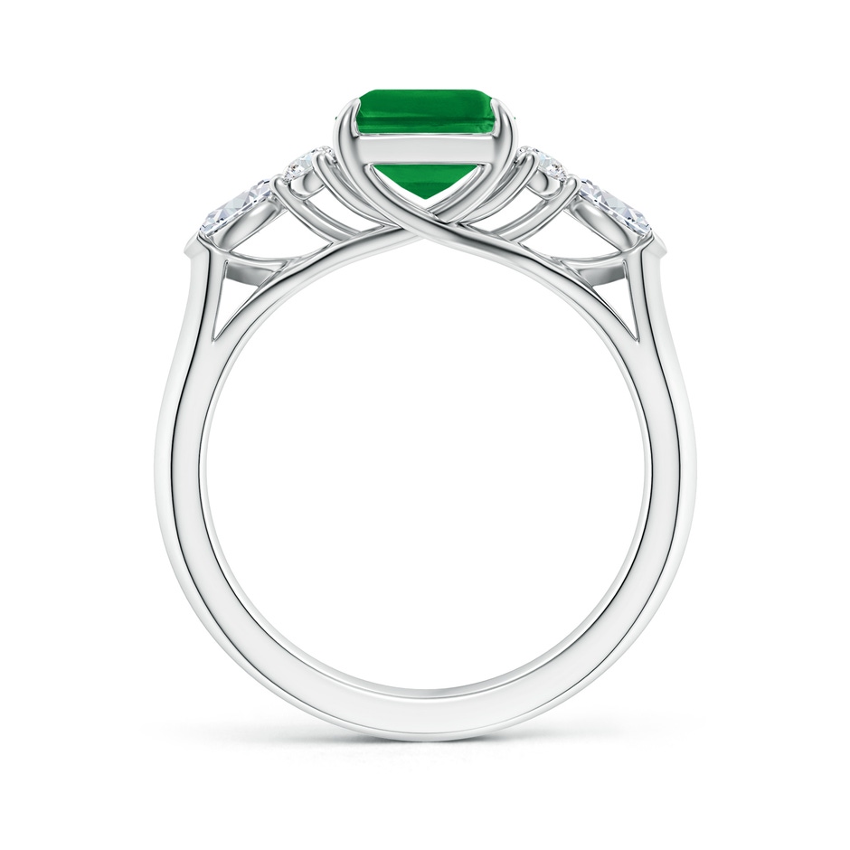 9x7mm AAA Emerald-Cut Emerald Side Stone Engagement Ring with Diamonds in White Gold side 199