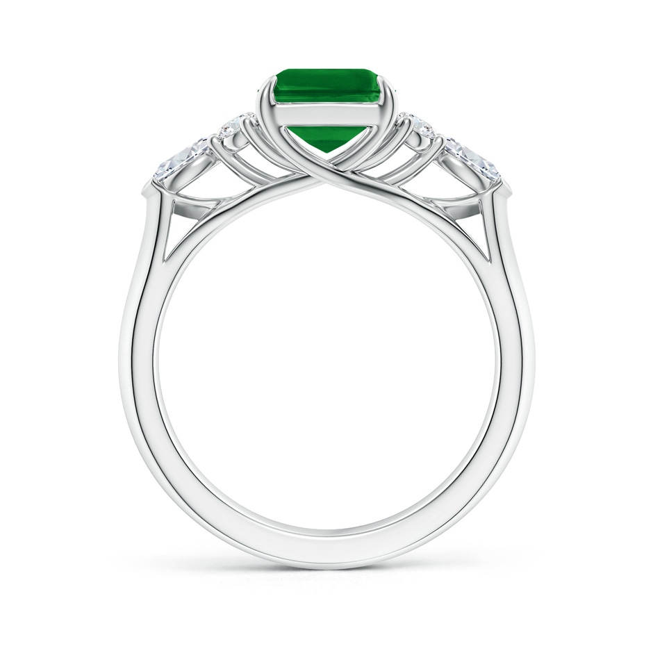 9x7mm AAAA Emerald-Cut Emerald Side Stone Engagement Ring with Diamonds in P950 Platinum side 199