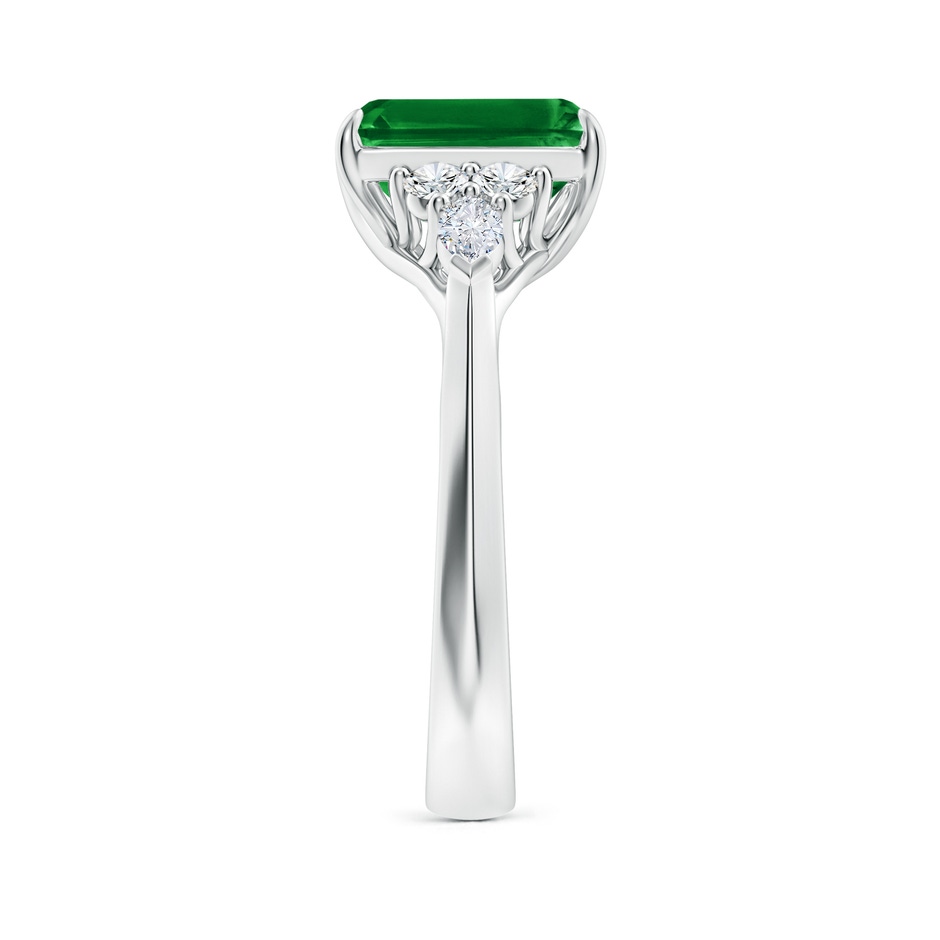 9x7mm AAAA Emerald-Cut Emerald Side Stone Engagement Ring with Diamonds in P950 Platinum side 299