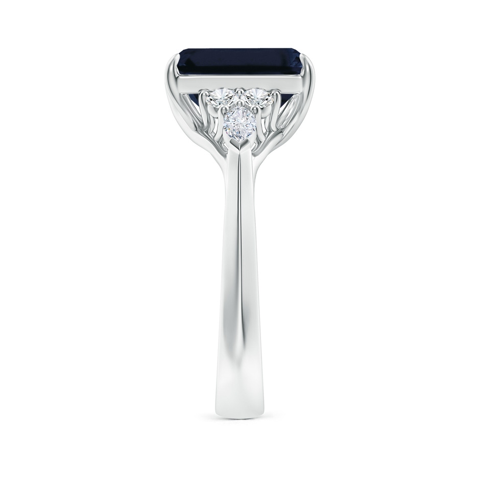 10x8mm A Emerald-Cut Blue Sapphire Side Stone Engagement Ring with Diamonds in 18K White Gold side 299