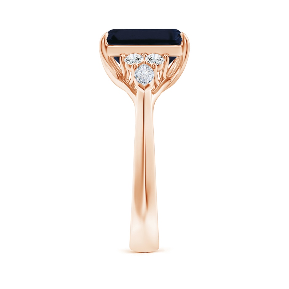 10x8mm A Emerald-Cut Blue Sapphire Side Stone Engagement Ring with Diamonds in Rose Gold side 299