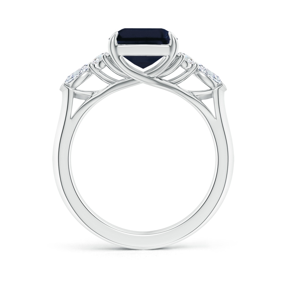 10x8mm A Emerald-Cut Blue Sapphire Side Stone Engagement Ring with Diamonds in White Gold side 199