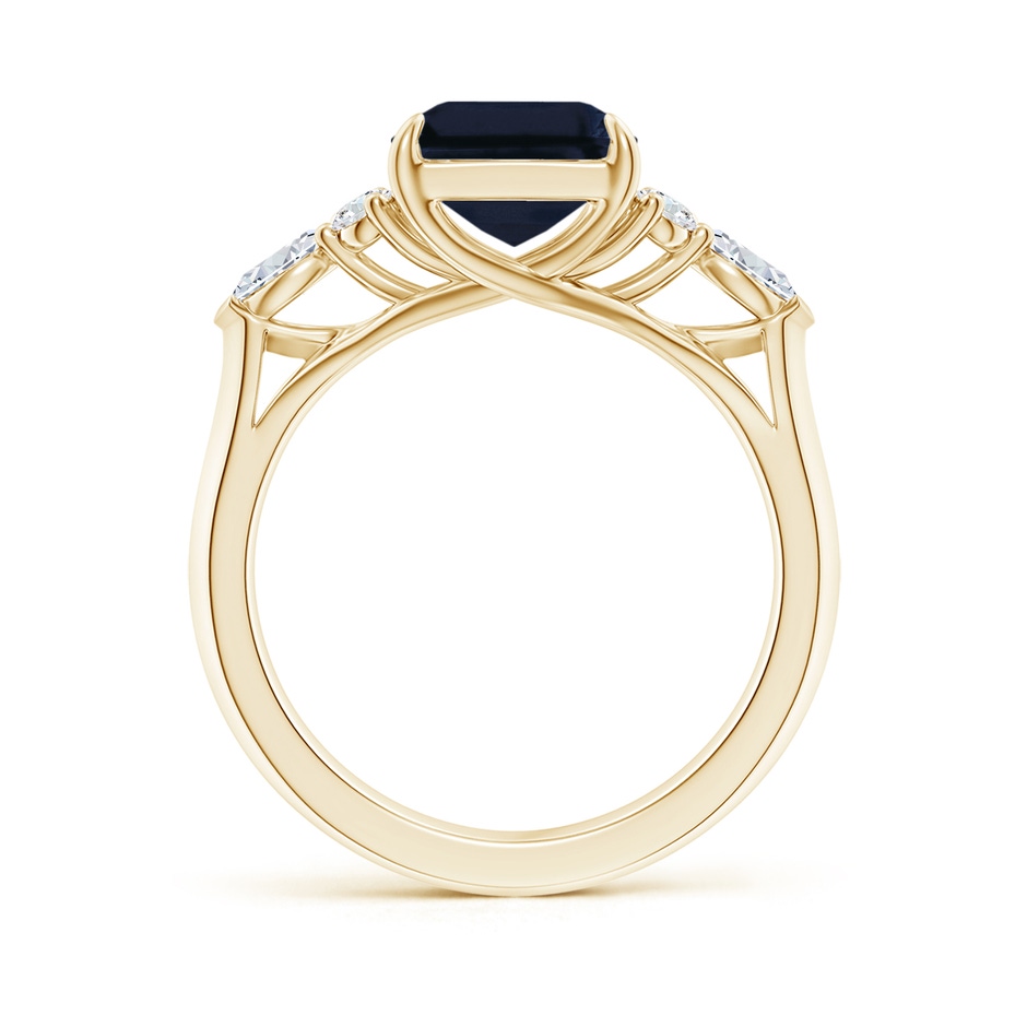 10x8mm A Emerald-Cut Blue Sapphire Side Stone Engagement Ring with Diamonds in Yellow Gold side 199