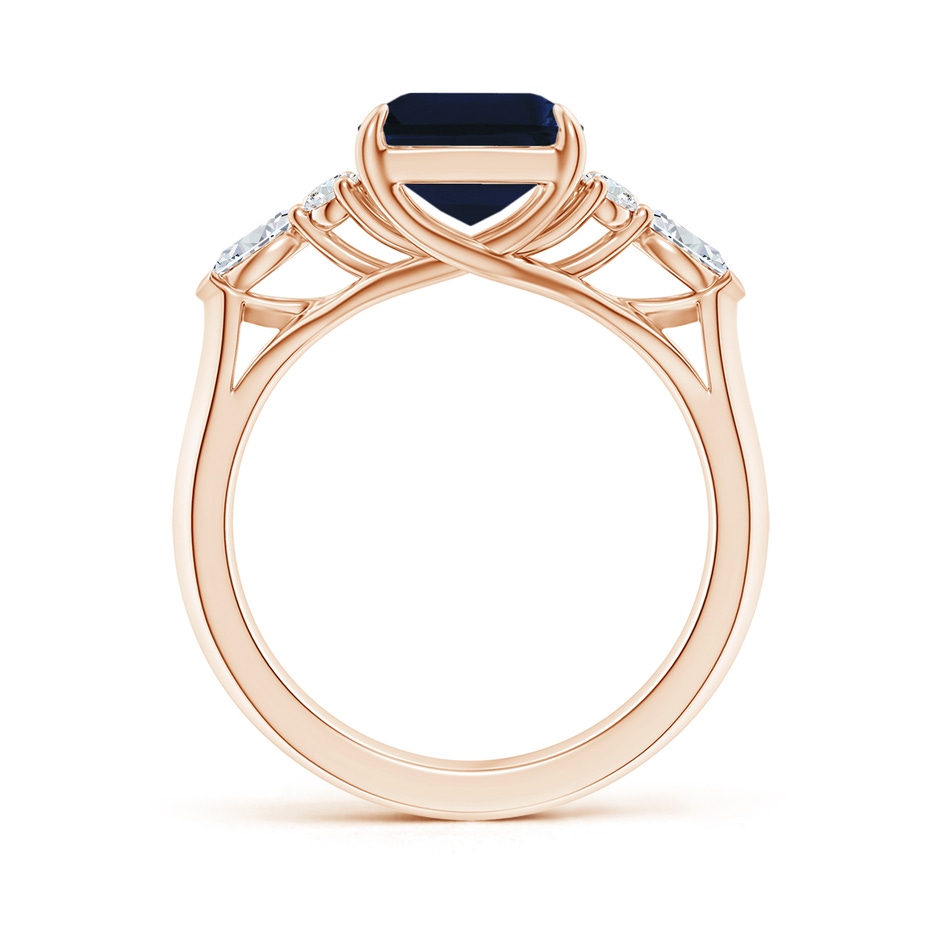 10x8mm AA Emerald-Cut Blue Sapphire Side Stone Engagement Ring with Diamonds in Rose Gold side 199