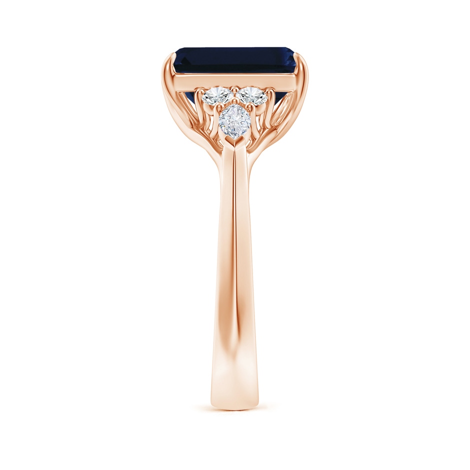 10x8mm AA Emerald-Cut Blue Sapphire Side Stone Engagement Ring with Diamonds in Rose Gold side 299