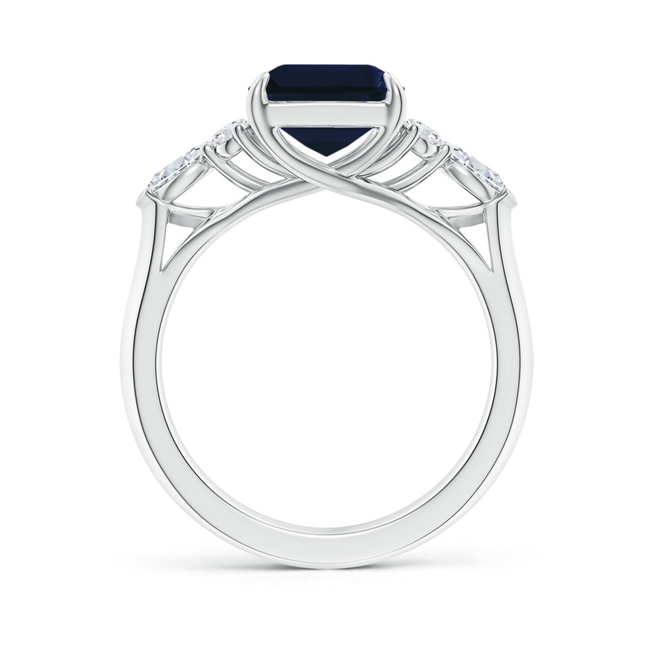 10x8mm AA Emerald-Cut Blue Sapphire Side Stone Engagement Ring with Diamonds in White Gold side 199