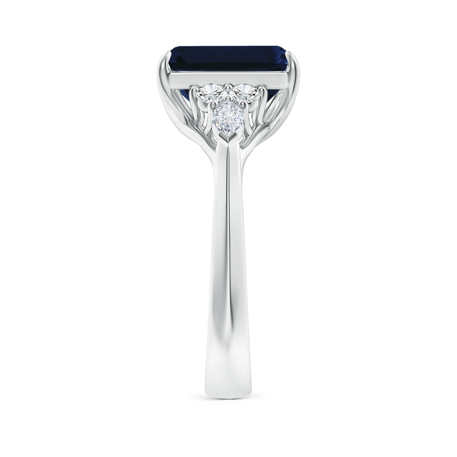 10x8mm AA Emerald-Cut Blue Sapphire Side Stone Engagement Ring with Diamonds in White Gold side 299