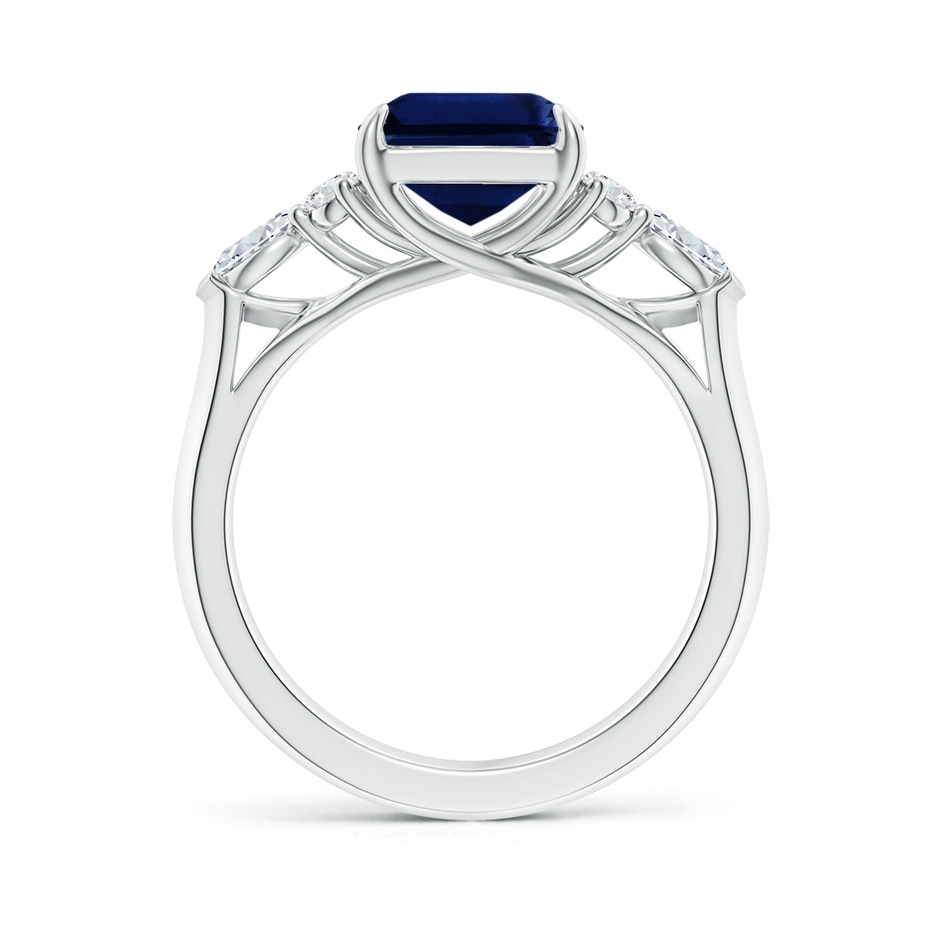 10x8mm AAA Emerald-Cut Blue Sapphire Side Stone Engagement Ring with Diamonds in White Gold side 199