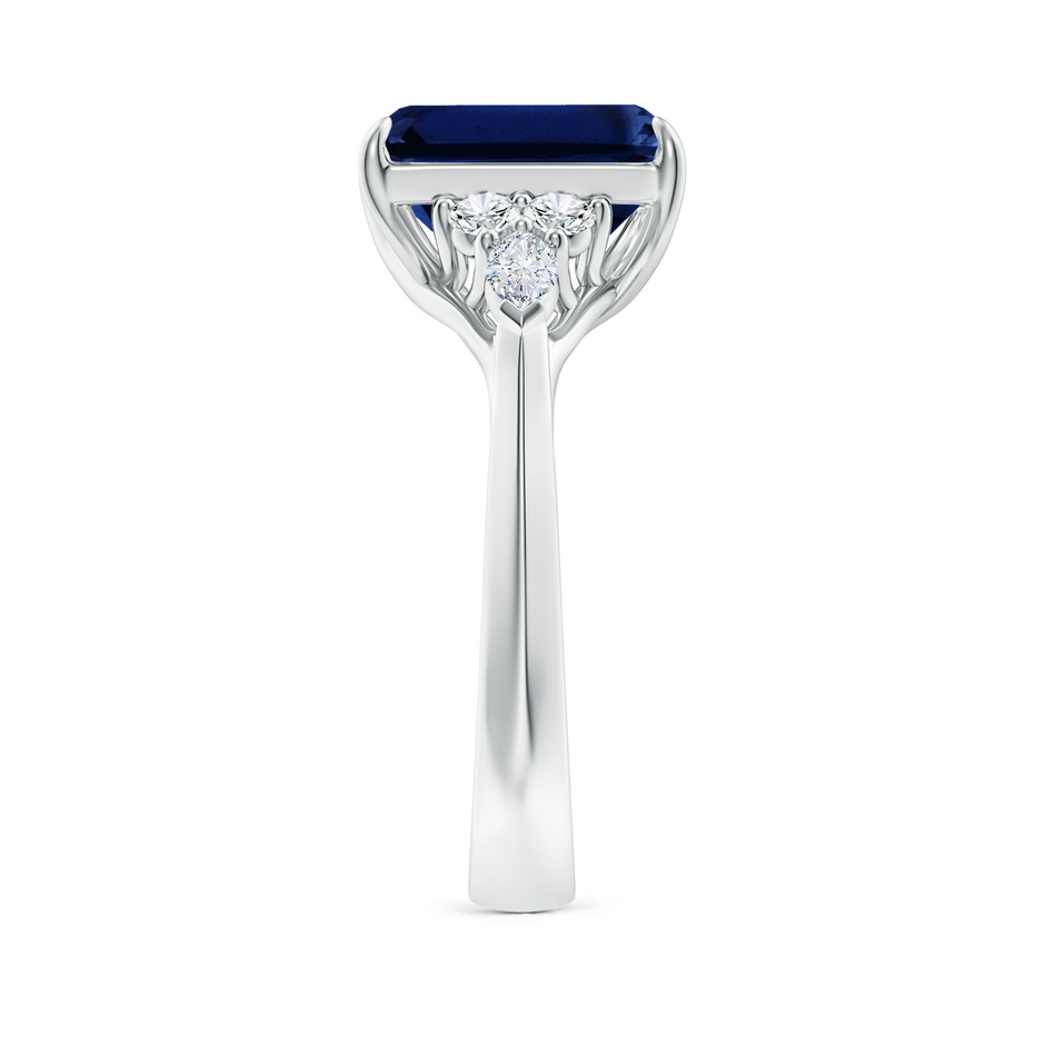 10x8mm AAA Emerald-Cut Blue Sapphire Side Stone Engagement Ring with Diamonds in White Gold side 299