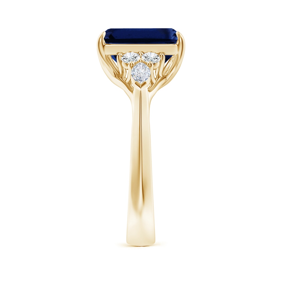 10x8mm AAA Emerald-Cut Blue Sapphire Side Stone Engagement Ring with Diamonds in Yellow Gold side 299