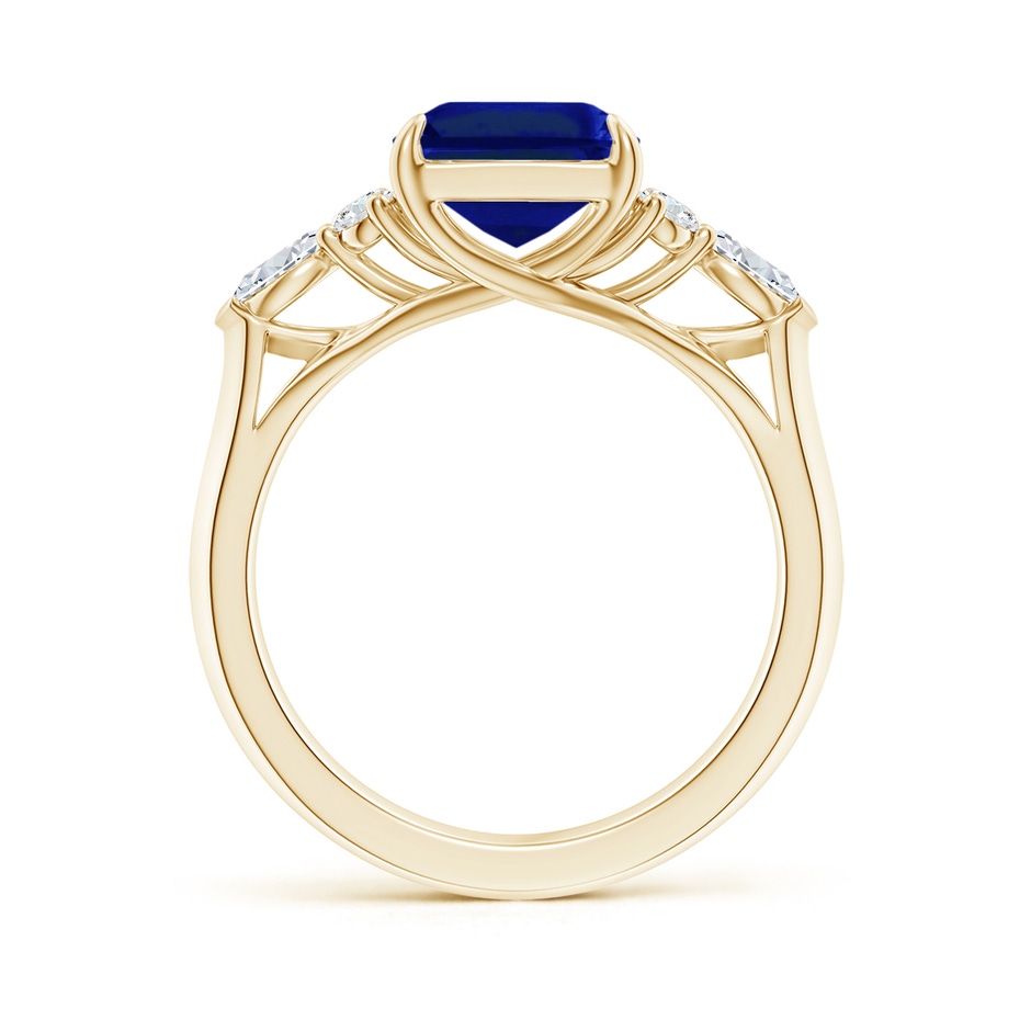 10x8mm Lab-Grown Emerald-Cut Blue Sapphire Side Stone Engagement Ring with Diamonds in 18K Yellow Gold side 199