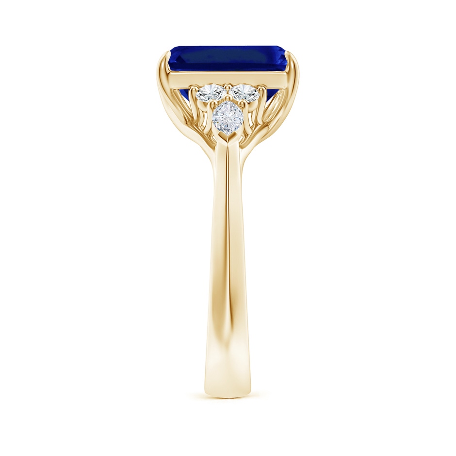 10x8mm Lab-Grown Emerald-Cut Blue Sapphire Side Stone Engagement Ring with Diamonds in 18K Yellow Gold side 299