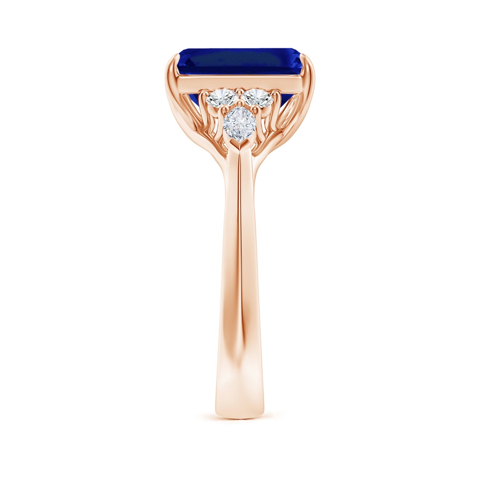 10x8mm AAAA Emerald-Cut Blue Sapphire Side Stone Engagement Ring with Diamonds in Rose Gold side 299