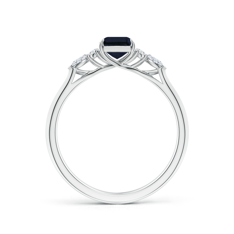 7x5mm A Emerald-Cut Blue Sapphire Side Stone Engagement Ring with Diamonds in White Gold side 199