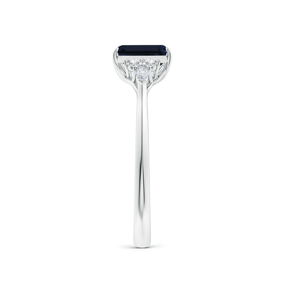 7x5mm A Emerald-Cut Blue Sapphire Side Stone Engagement Ring with Diamonds in White Gold side 299