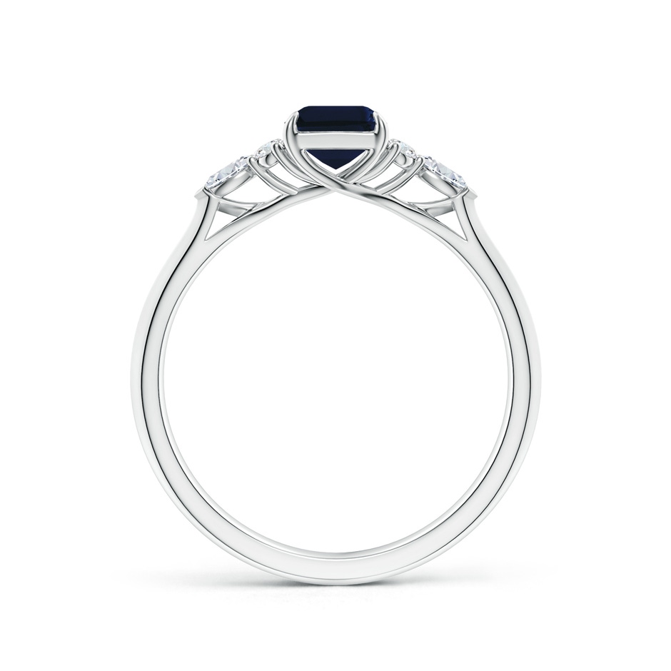 7x5mm AA Emerald-Cut Blue Sapphire Side Stone Engagement Ring with Diamonds in White Gold side 199