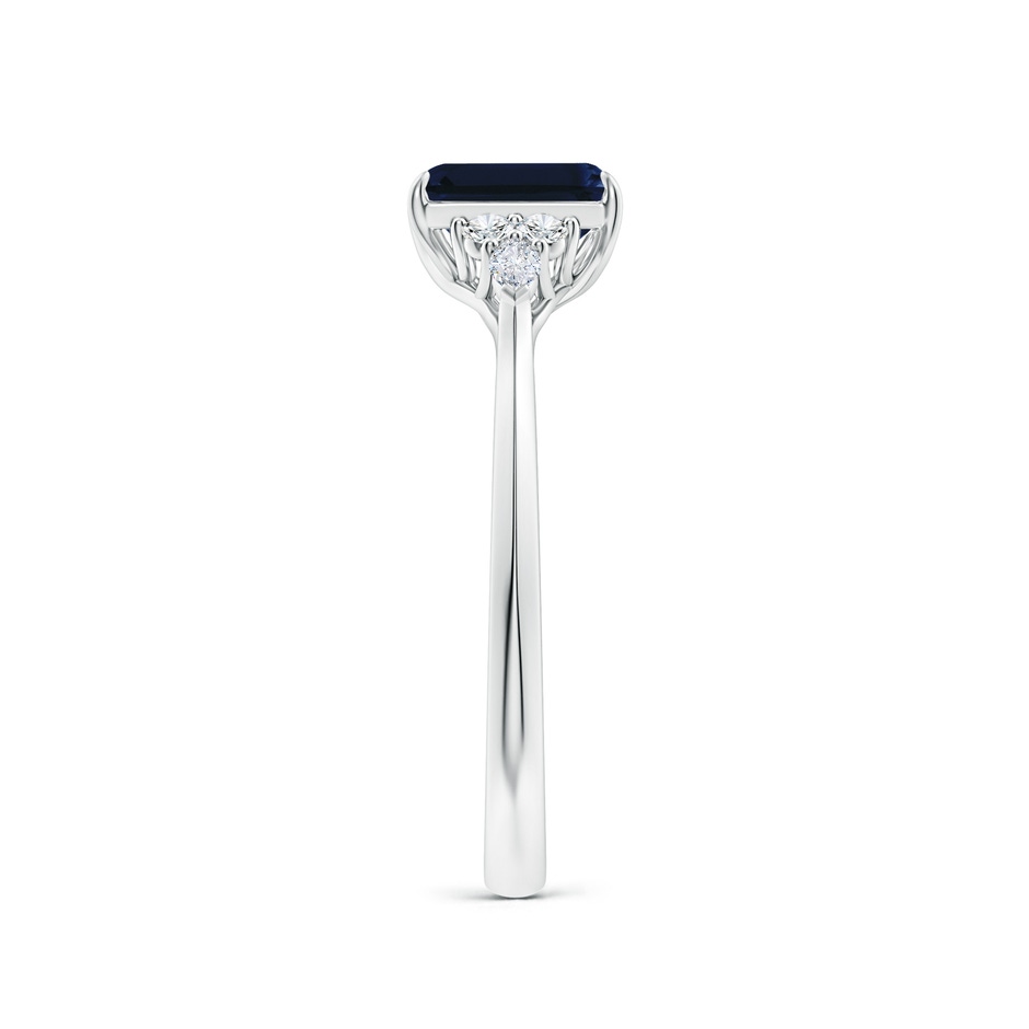 7x5mm AA Emerald-Cut Blue Sapphire Side Stone Engagement Ring with Diamonds in White Gold side 299