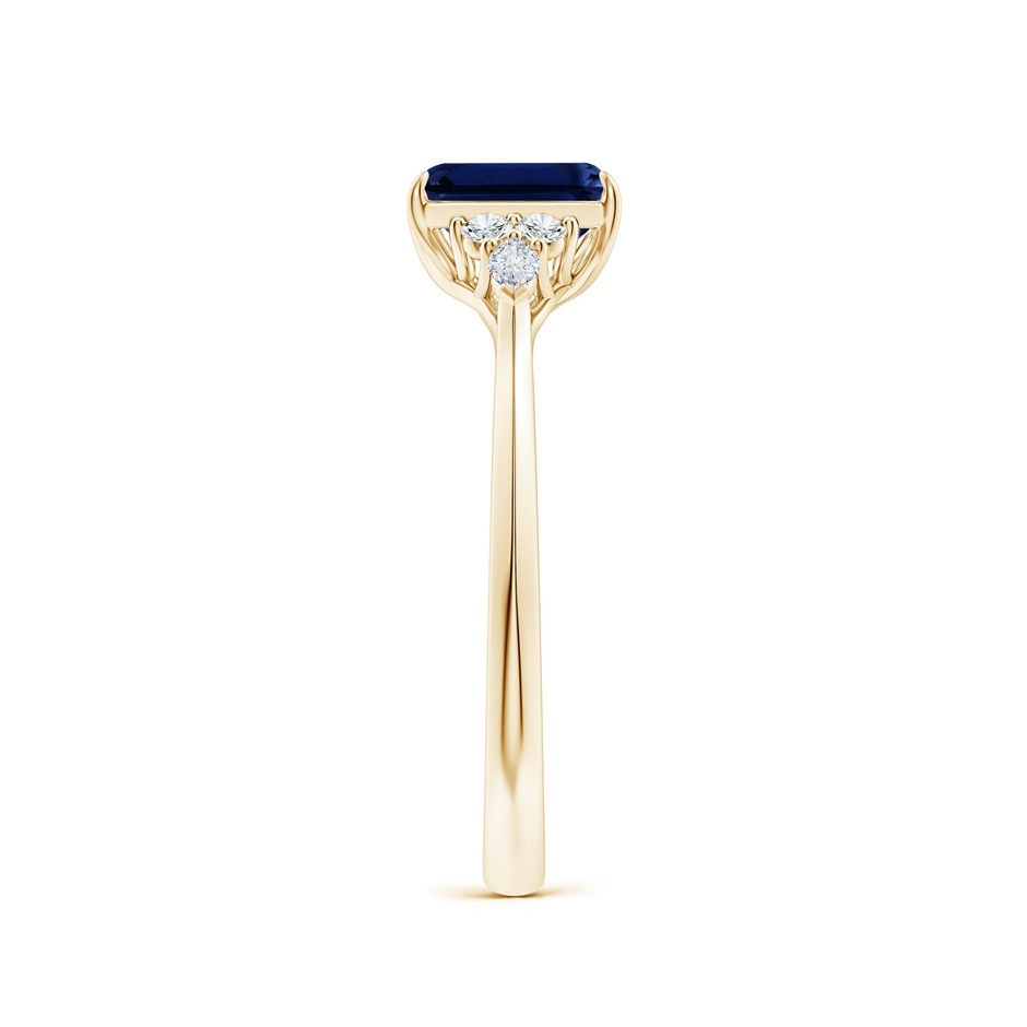 7x5mm AAA Emerald-Cut Blue Sapphire Side Stone Engagement Ring with Diamonds in 18K Yellow Gold side 299