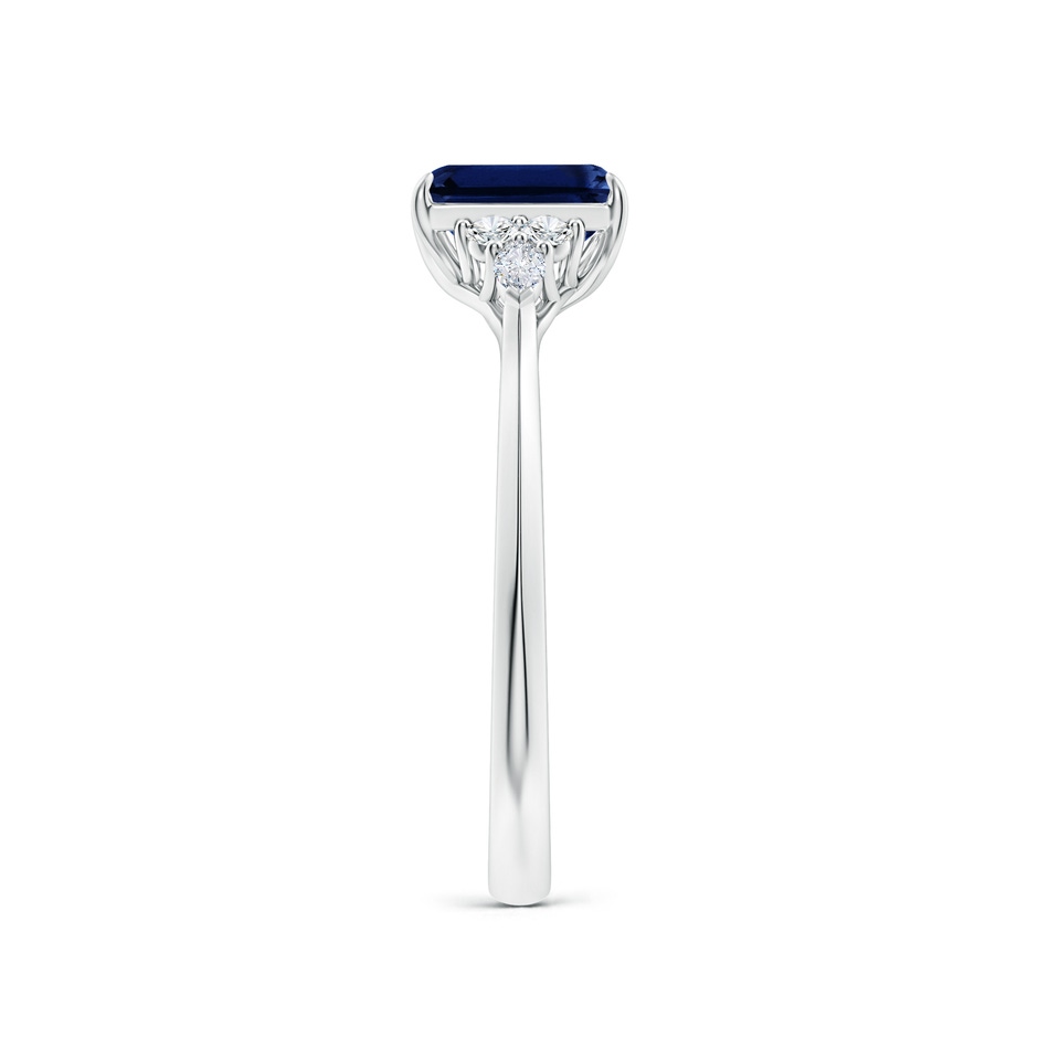 7x5mm AAA Emerald-Cut Blue Sapphire Side Stone Engagement Ring with Diamonds in White Gold side 299