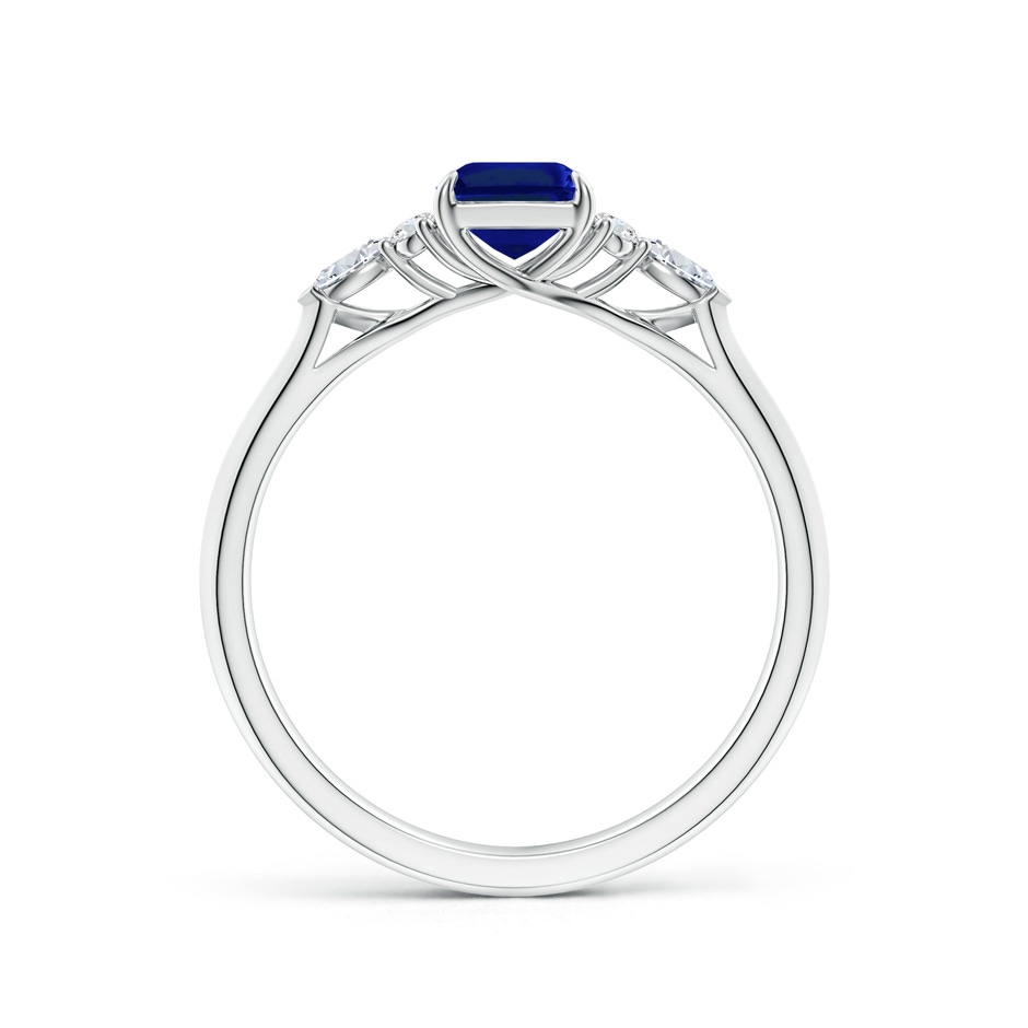 7x5mm Lab-Grown Emerald-Cut Blue Sapphire Side Stone Engagement Ring with Diamonds in P950 Platinum side 199