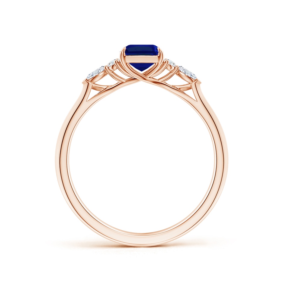 7x5mm Lab-Grown Emerald-Cut Blue Sapphire Side Stone Engagement Ring with Diamonds in Rose Gold side 199