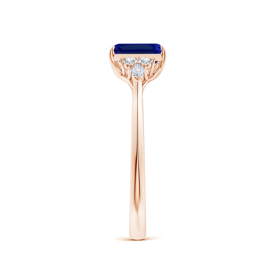 7x5mm Lab-Grown Emerald-Cut Blue Sapphire Side Stone Engagement Ring with Diamonds in Rose Gold side 299