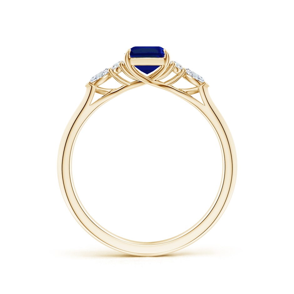 7x5mm AAAA Emerald-Cut Blue Sapphire Side Stone Engagement Ring with Diamonds in Yellow Gold side 199