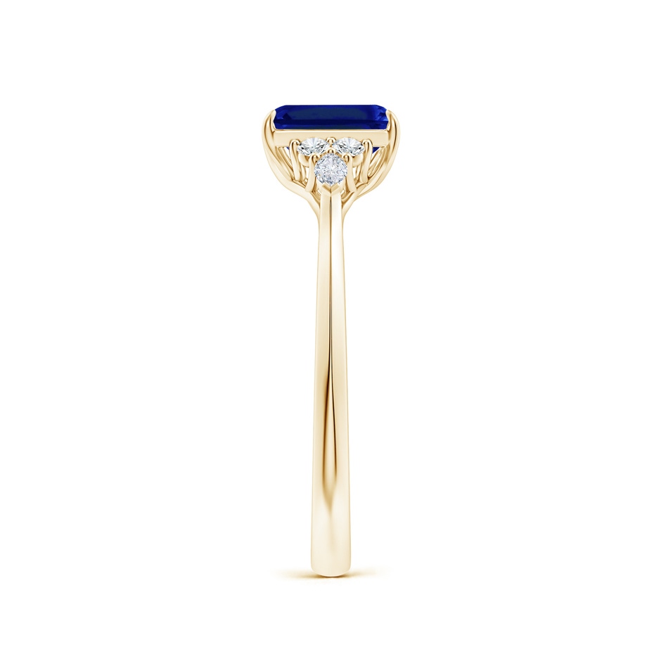 7x5mm AAAA Emerald-Cut Blue Sapphire Side Stone Engagement Ring with Diamonds in Yellow Gold side 299