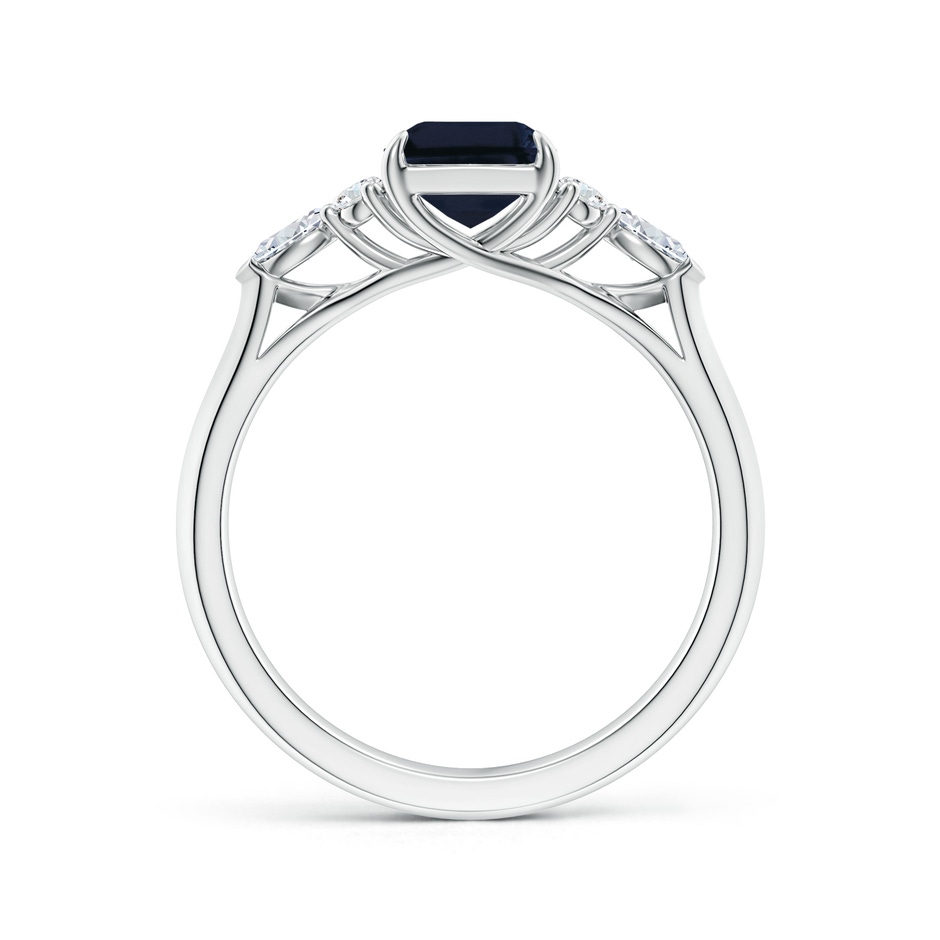 8x6mm A Emerald-Cut Blue Sapphire Side Stone Engagement Ring with Diamonds in White Gold side 199