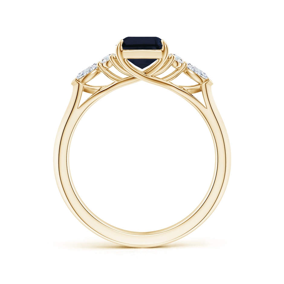 8x6mm A Emerald-Cut Blue Sapphire Side Stone Engagement Ring with Diamonds in Yellow Gold side 199