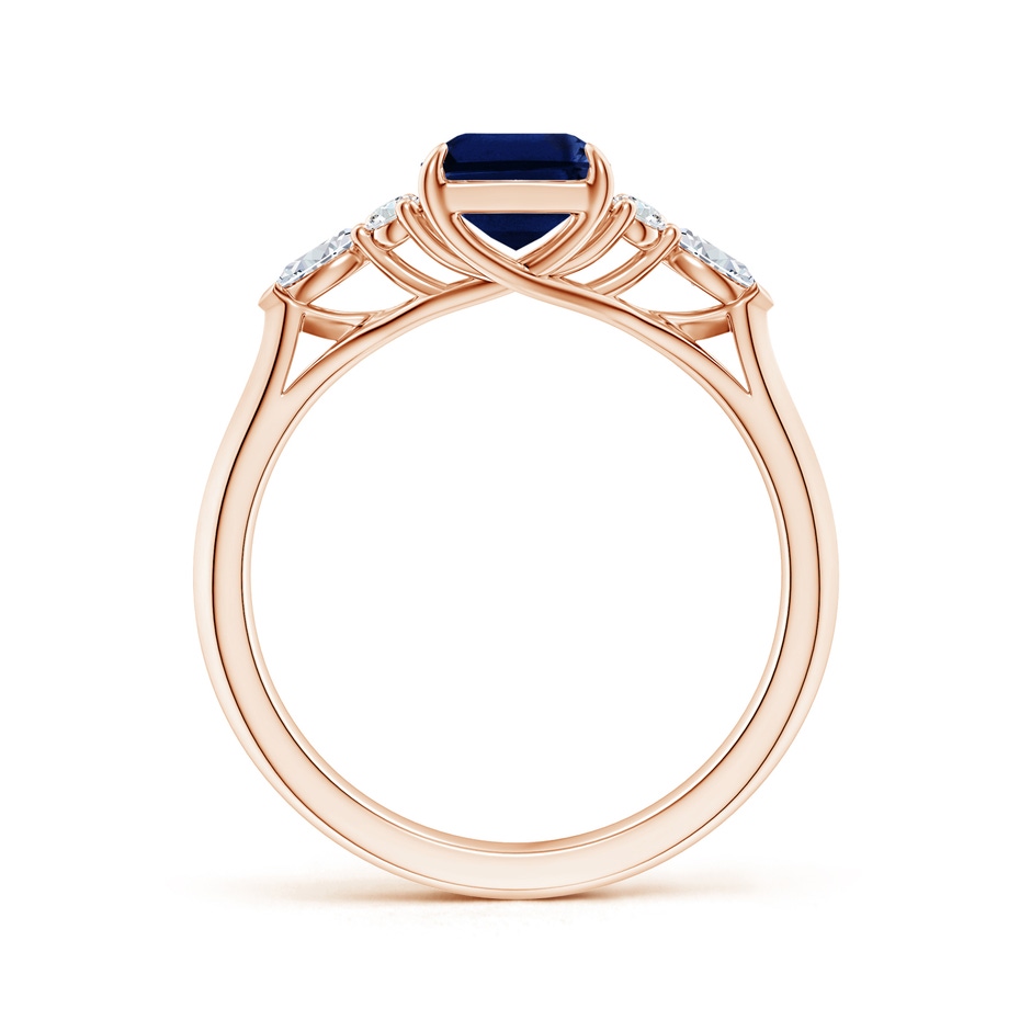 8x6mm AAA Emerald-Cut Blue Sapphire Side Stone Engagement Ring with Diamonds in Rose Gold side 199