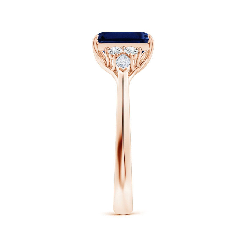 8x6mm AAA Emerald-Cut Blue Sapphire Side Stone Engagement Ring with Diamonds in Rose Gold side 299