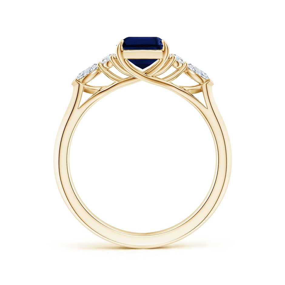 8x6mm AAA Emerald-Cut Blue Sapphire Side Stone Engagement Ring with Diamonds in Yellow Gold side 199